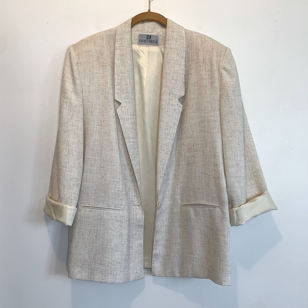 Vintage 80s Sweetbriar Linen Ivory Blazer